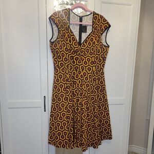 Pinup Couture Pinup Girl Clothing hexagon hotel print Heidi dress 2X